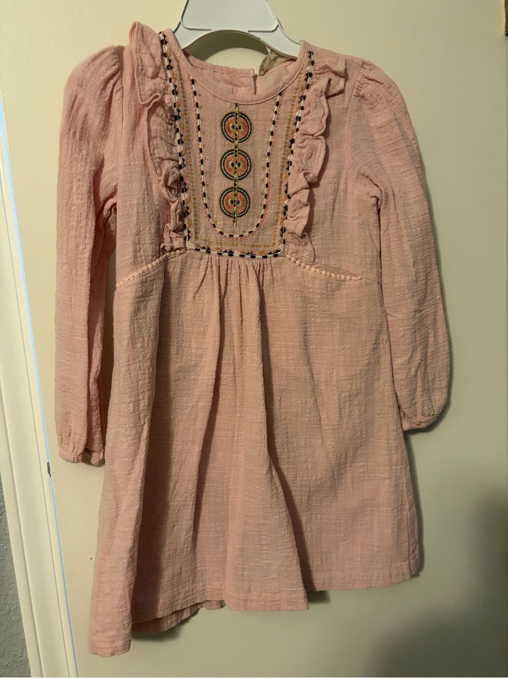 Jessica Simpson Pale Pink Embroidered Ruffle Dress